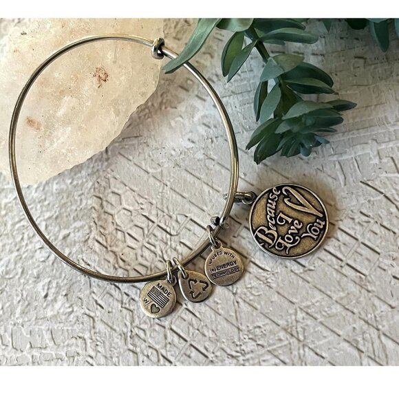 Alex and Ani 2015 Because I Love You Charm  Silver Bangle Bracelet - Picture 1 of 9